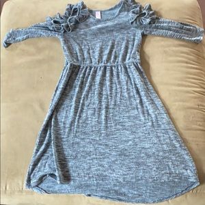 Justice ruffle shoulder high low dress